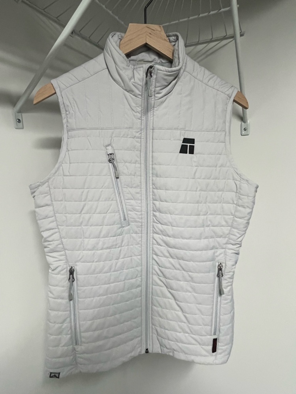 Light Gray Quilted Women's Vest with Stand Collar